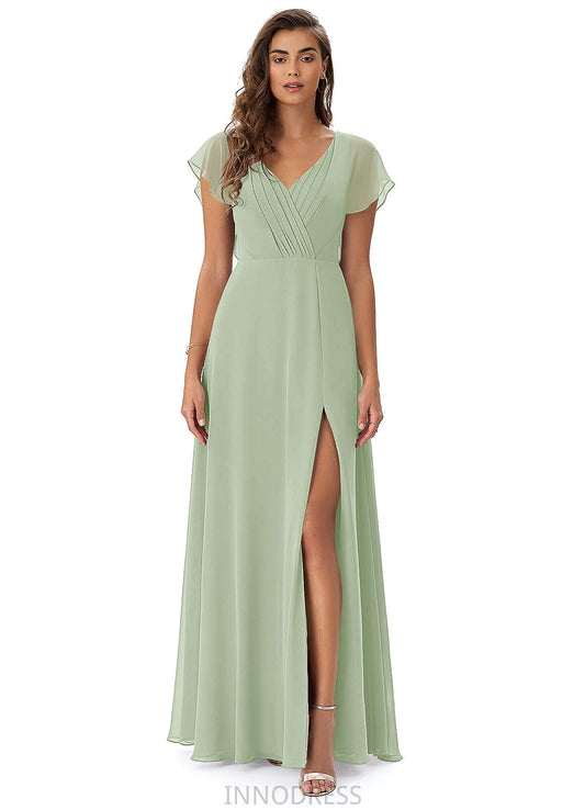 Ashleigh Floor Length V-Neck Natural Waist A-Line/Princess Sleeveless Bridesmaid Dresses