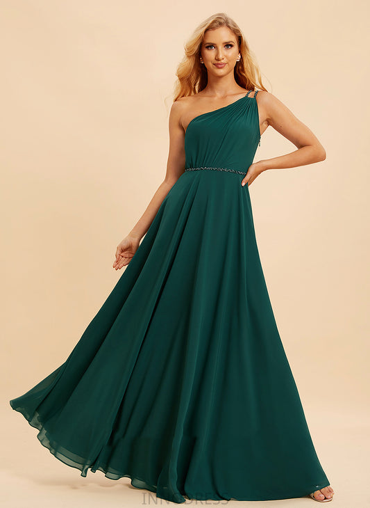 Length Silhouette Floor-Length One-Shoulder Neckline A-Line Sequins Beading Embellishment Fabric Patsy Natural Waist Bridesmaid Dresses