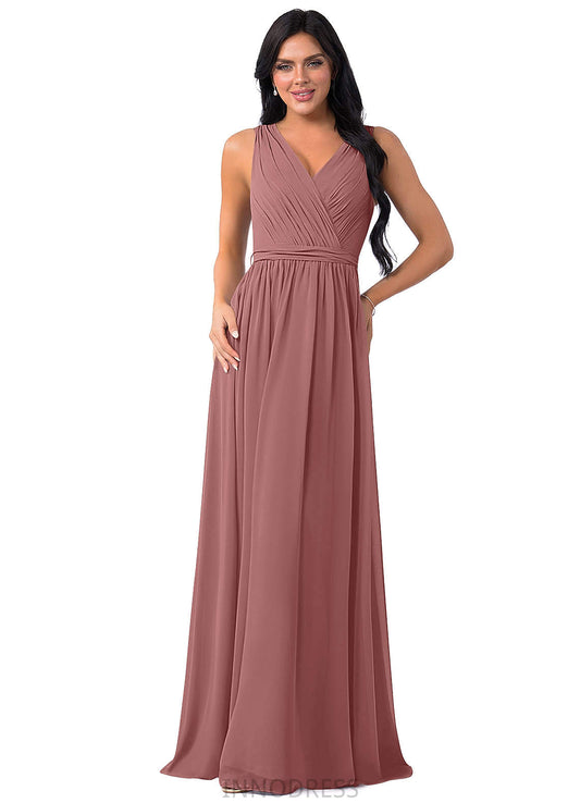 Emelia Sleeveless Natural Waist Floor Length Straps Off The Shoulder Bridesmaid Dresses