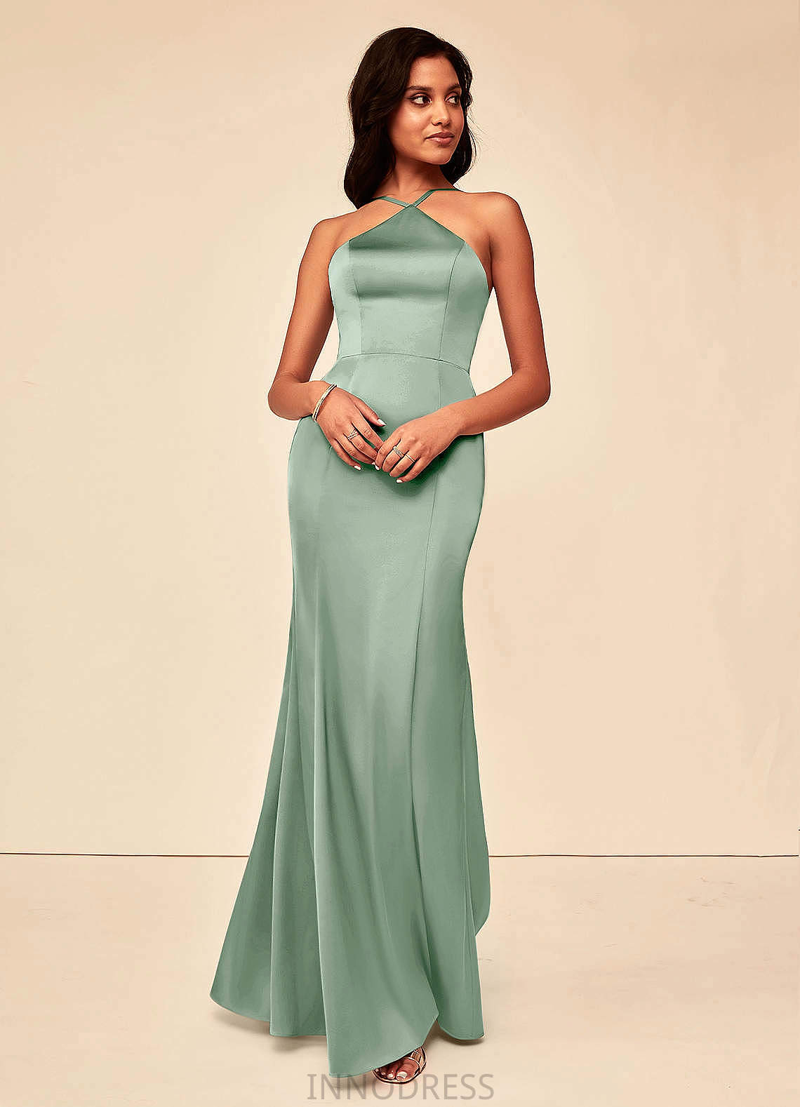 Lorna Natural Waist Floor Length Scoop A-Line/Princess Sleeveless Bridesmaid Dresses