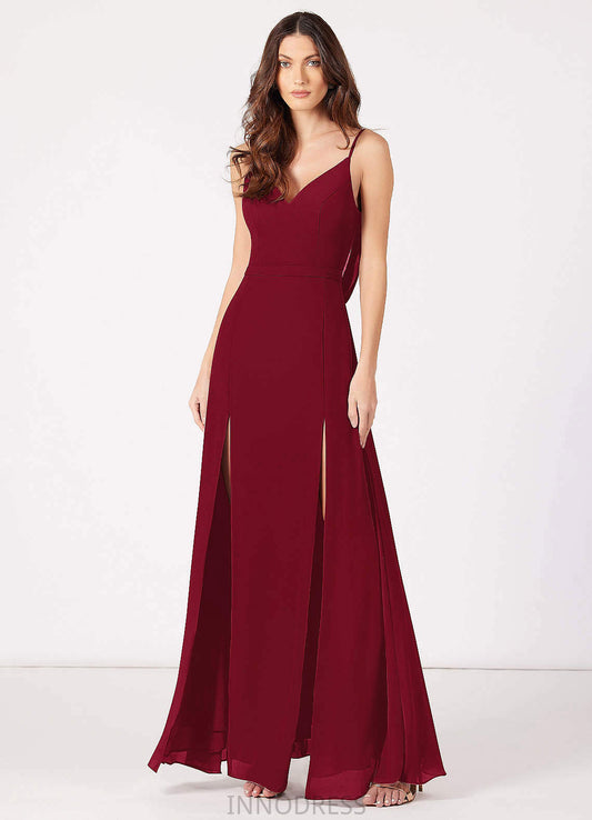 Sharon Floor Length Trumpet/Mermaid Spaghetti Staps Natural Waist Sleeveless Bridesmaid Dresses