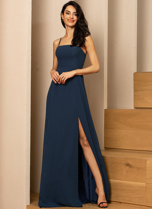 SplitFront Fabric Embellishment A-Line Length Floor-Length SquareNeckline Silhouette Neckline Alisha Scoop Sleeveless Bridesmaid Dresses