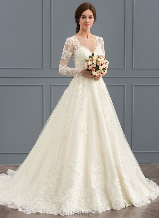 Wedding Lace Wedding Dresses Ball-Gown/Princess Train Tulle Illusion Dress Court Edith