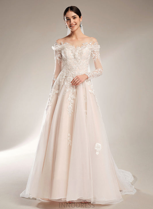 Off-the-Shoulder Court Lia Train Wedding With Sequins Dress Wedding Dresses Ball-Gown/Princess