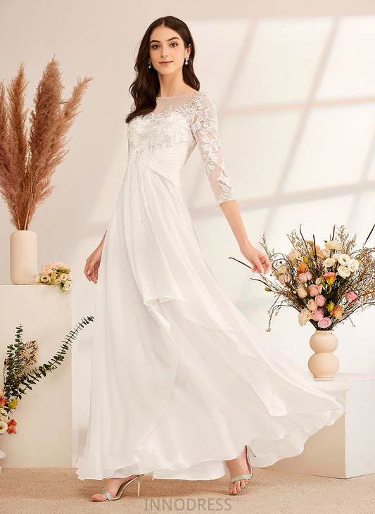 Illusion With Wedding A-Line Dress Wedding Dresses Beading Lace Chiffon Natasha Floor-Length Ruffle