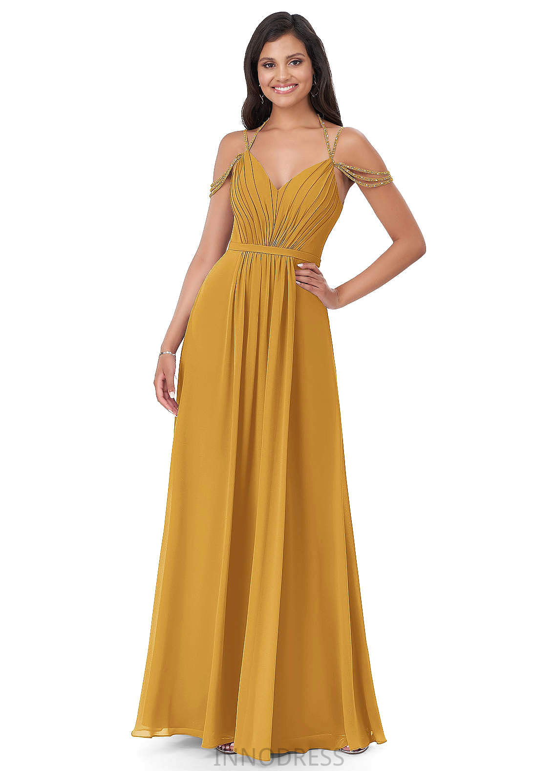 Jaylin A-Line/Princess Sleeveless V-Neck Natural Waist Floor Length Bridesmaid Dresses