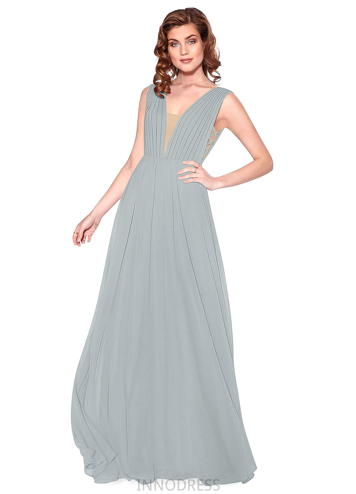 Jillian A-Line/Princess Floor Length Spaghetti Staps Natural Waist Sleeveless Bridesmaid Dresses