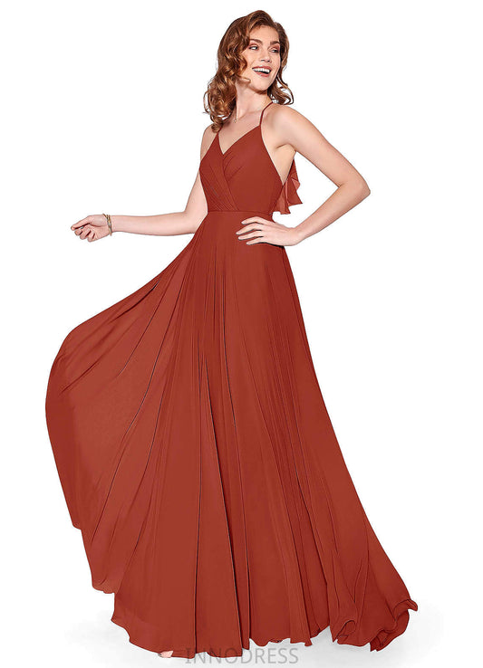 Hailie A-Line/Princess V-Neck Floor Length Natural Waist Sleeveless Bridesmaid Dresses