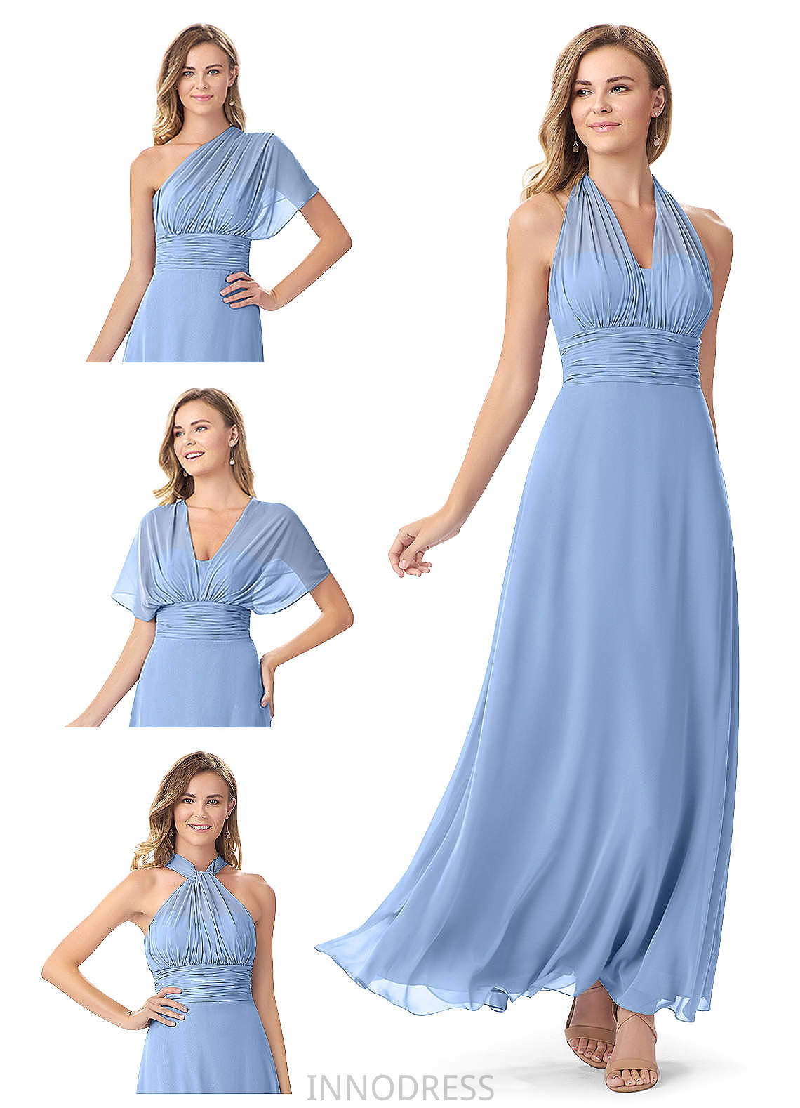 Fatima A-Line/Princess Floor Length V-Neck Natural Waist Sleeveless Bridesmaid Dresses