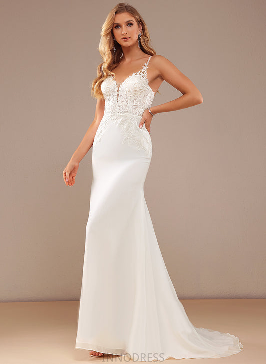 Court Beading V-neck Chiffon Norah Wedding Train Trumpet/Mermaid With Wedding Dresses Lace Dress