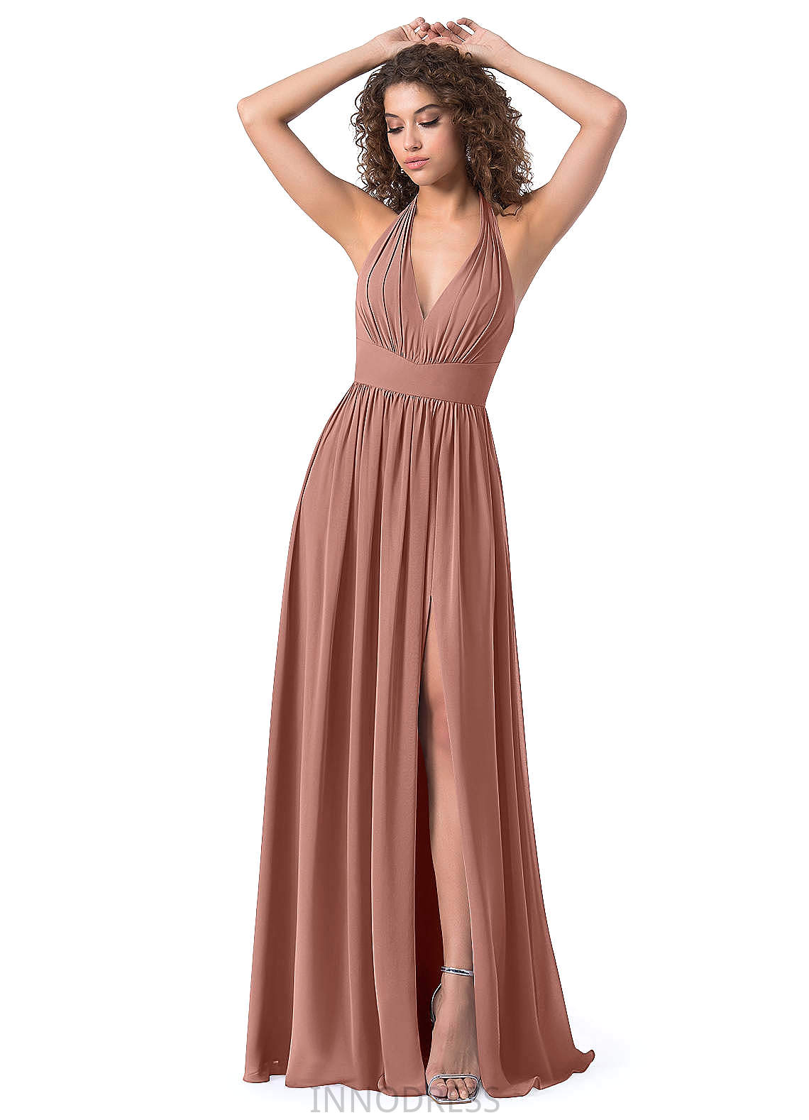 Salma Floor Length Sleeveless A-Line/Princess Natural Waist V-Neck Bridesmaid Dresses