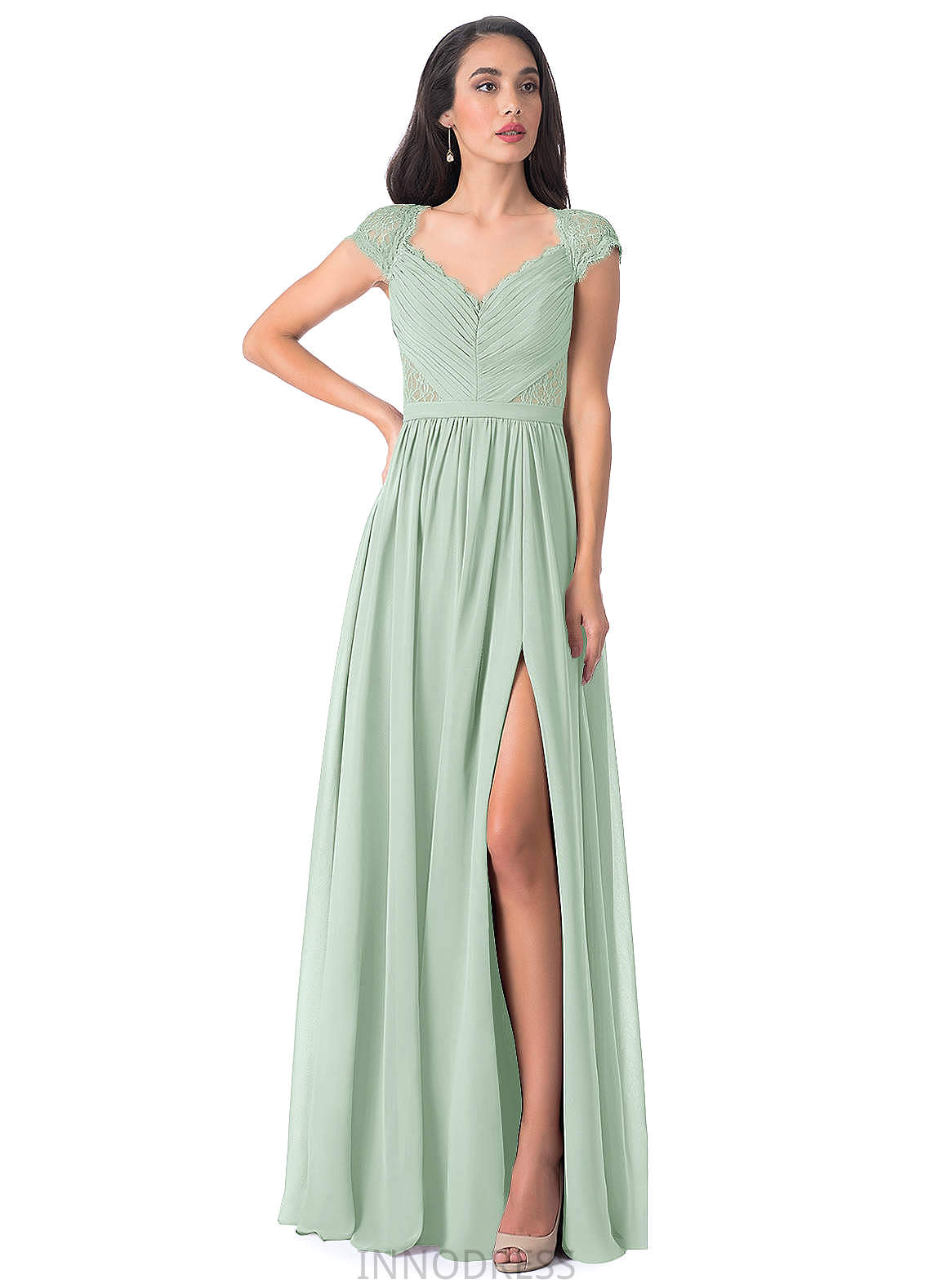 Pam Floor Length Sleeveless Natural Waist A-Line/Princess Spaghetti Staps Bridesmaid Dresses