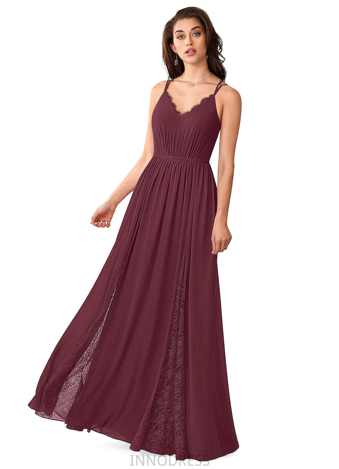 Carlie Velvet Floor Length Spaghetti Staps Trumpet/Mermaid Sleeveless Natural Waist Bridesmaid Dresses