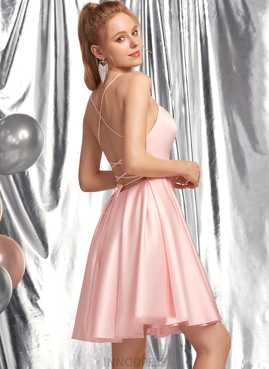 Prom Dresses Square Short/Mini Neckline A-Line Satin Kiana