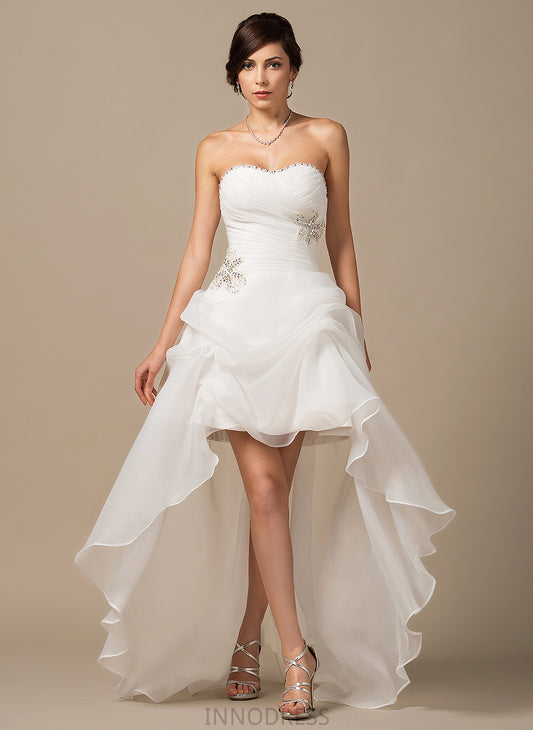 Wedding Dresses Beading Athena Dress Organza Ruffle Sweetheart Asymmetrical Sequins Wedding A-Line With