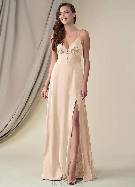 Pru Natural Waist Floor Length Sleeveless V-Neck A-Line/Princess Bridesmaid Dresses