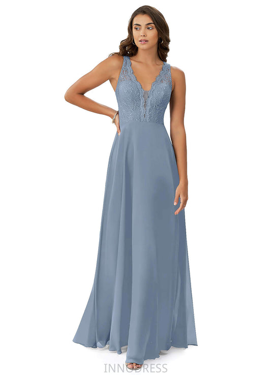 Mina Natural Waist Floor Length Scoop Sleeveless A-Line/Princess Bridesmaid Dresses