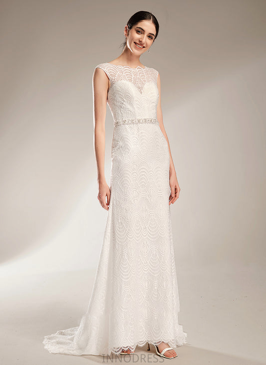 Wedding Sequins With Beading Neck Hadassah Court Train Scoop Dress Wedding Dresses Sheath/Column