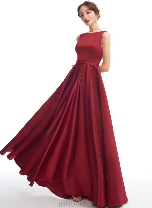 Silhouette A-Line Neckline Fabric Satin Floor-Length Length Straps ScoopNeck Martha Floor Length Natural Waist Bridesmaid Dresses