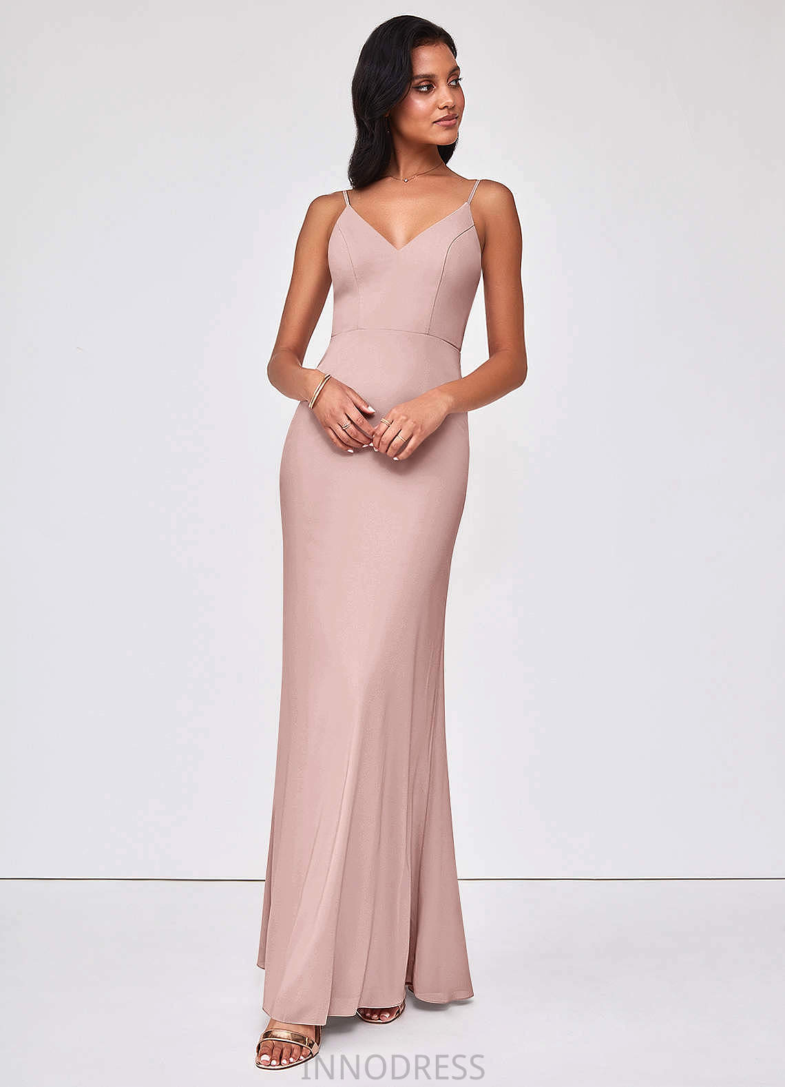 Sheila A-Line/Princess V-Neck Floor Length Sleeveless Natural Waist Bridesmaid Dresses