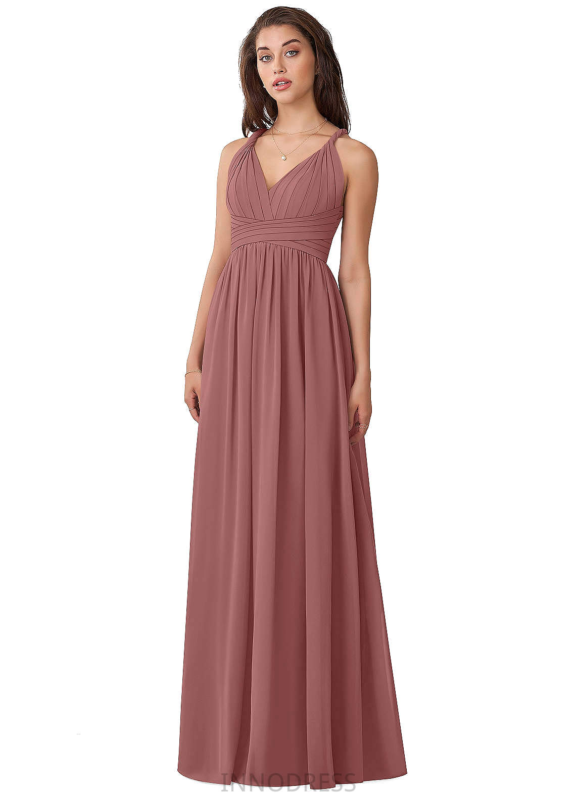 Penny Knee Length A-Line/Princess Sleeveless Natural Waist V-Neck Bridesmaid Dresses