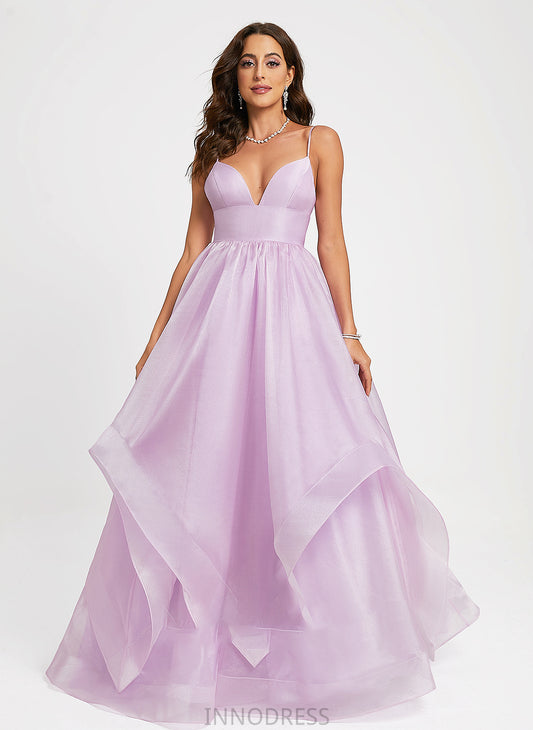 Taniya Prom Dresses Ball-Gown/Princess Organza V-neck Train Sweep