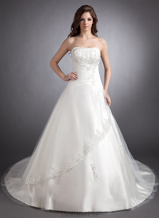 Sweetheart Chapel Margaret Beading With Wedding Dresses Train Ball-Gown/Princess Satin Wedding Dress Lace