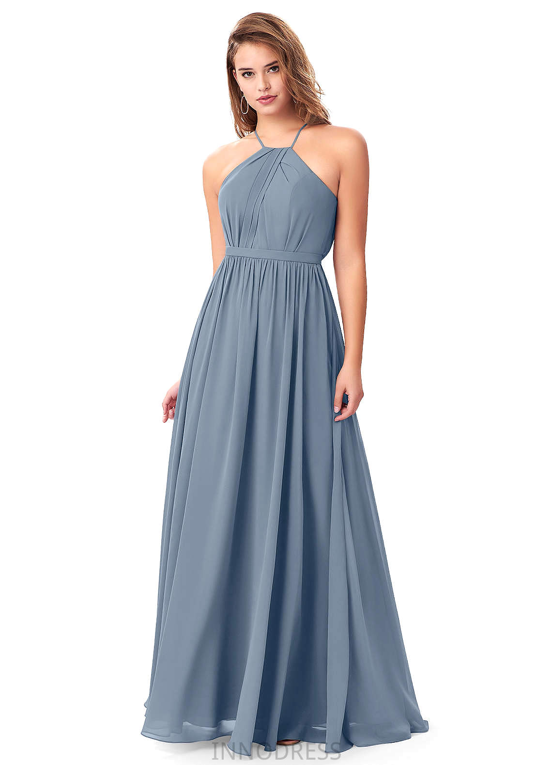 Madalynn Sleeveless Sheath/Column Satin Floor Length Natural Waist Straps Bridesmaid Dresses