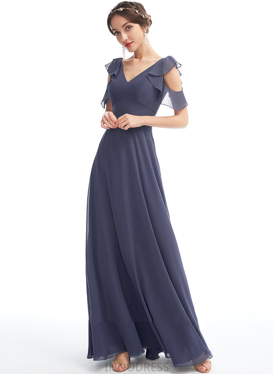 Ruffle Embellishment Neckline Floor-Length A-Line V-neck Silhouette Length Fabric Aisha A-Line/Princess Halter Bridesmaid Dresses