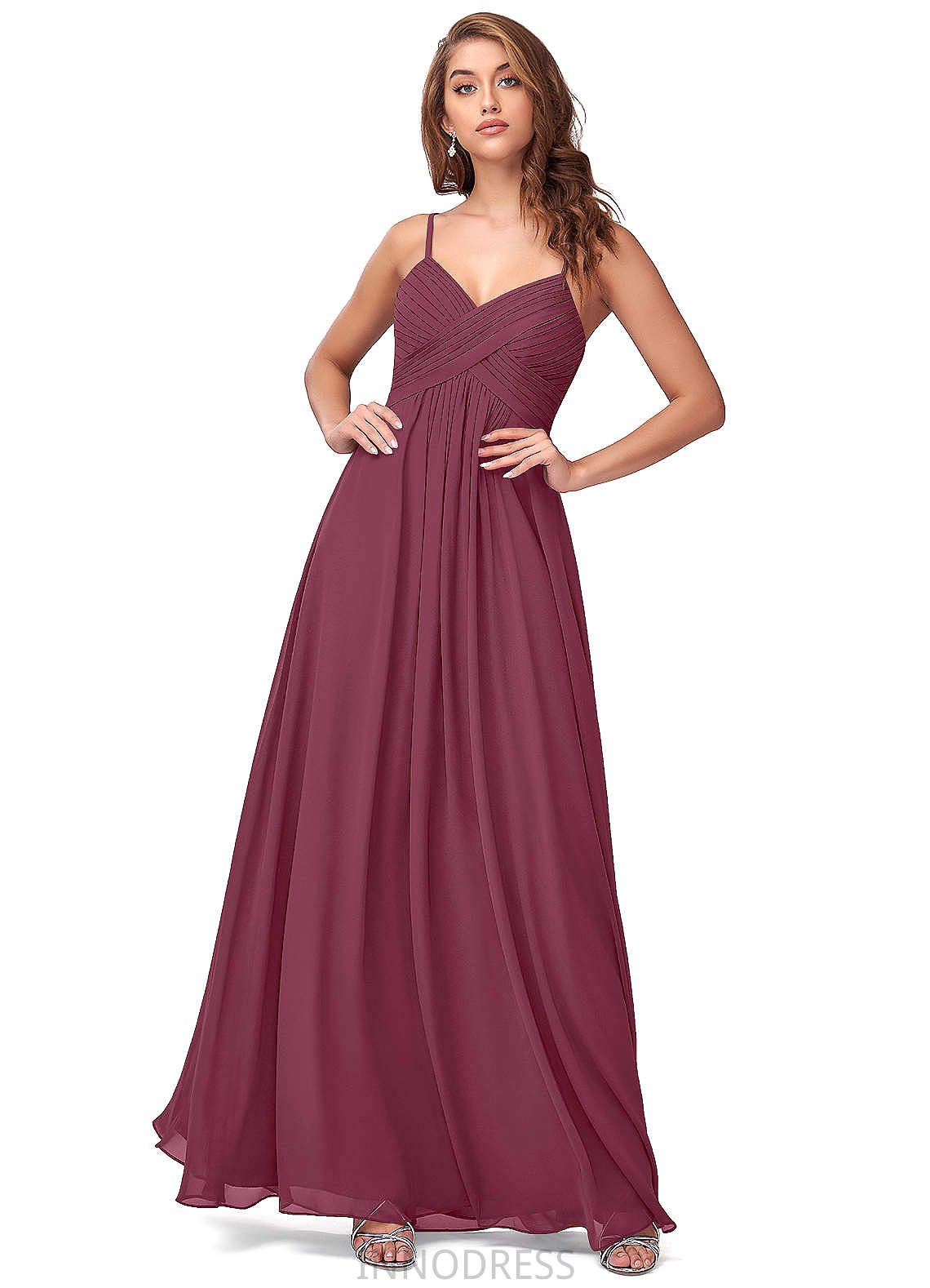 Jazmine Natural Waist Sleeveless A-Line/Princess Floor Length Scoop Bridesmaid Dresses