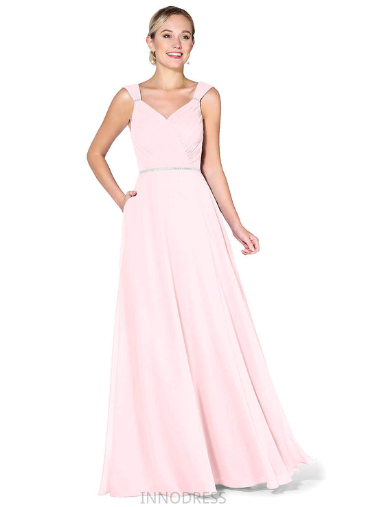 Sharon V-Neck Natural Waist Floor Length Sleeveless A-Line/Princess Bridesmaid Dresses