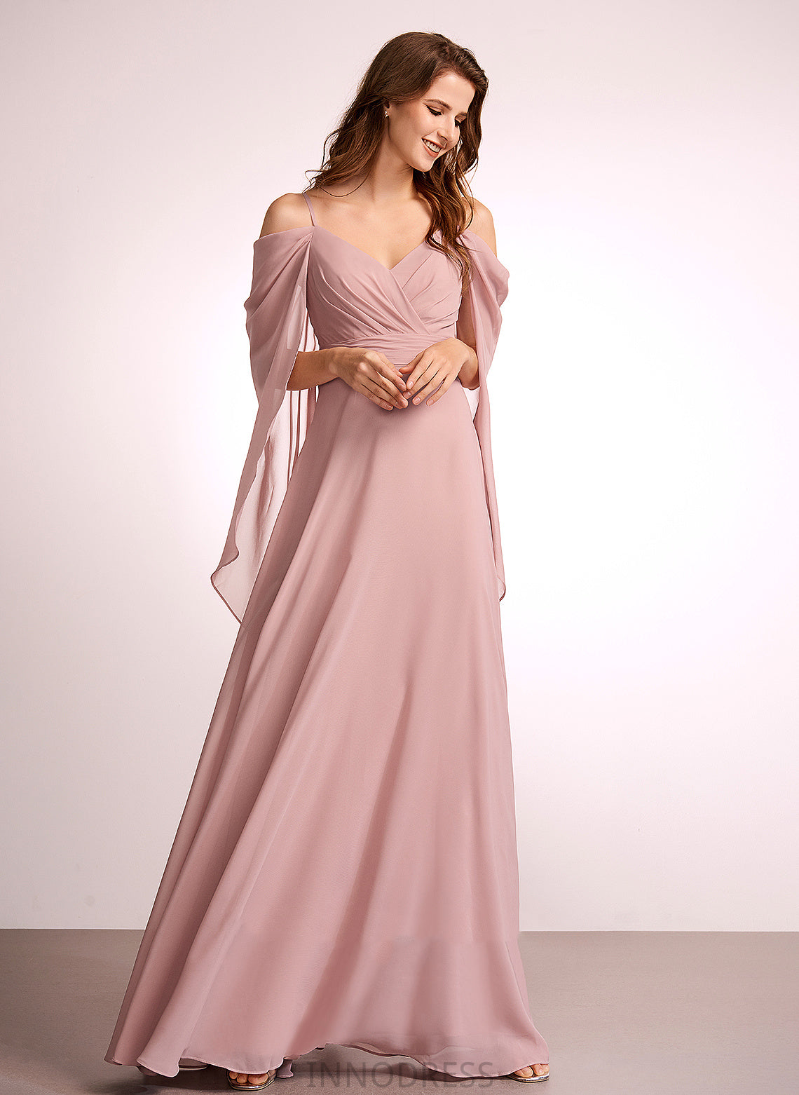 A-Line Neckline Length Silhouette Floor-Length Fabric Straps V-neck Hannah Trumpet/Mermaid Floor Length Natural Waist Bridesmaid Dresses