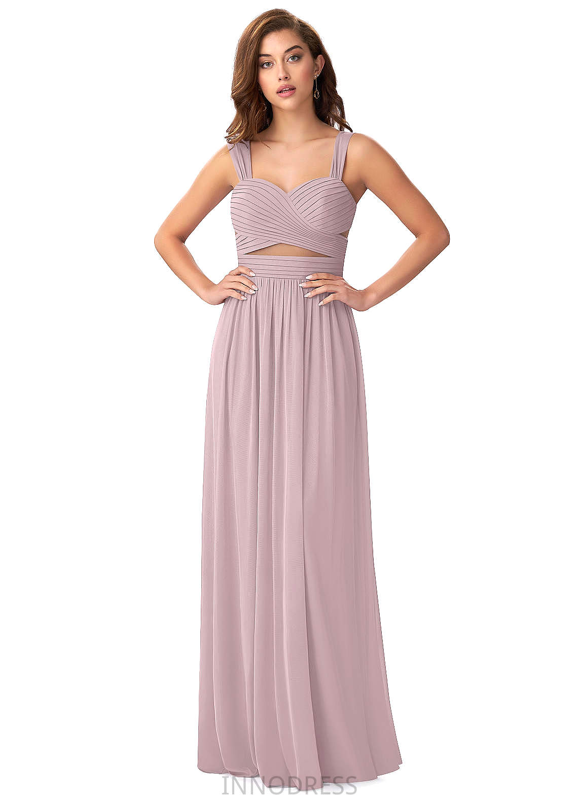 Rachel Sleeveless A-Line/Princess Empire Waist V-Neck Floor Length Bridesmaid Dresses