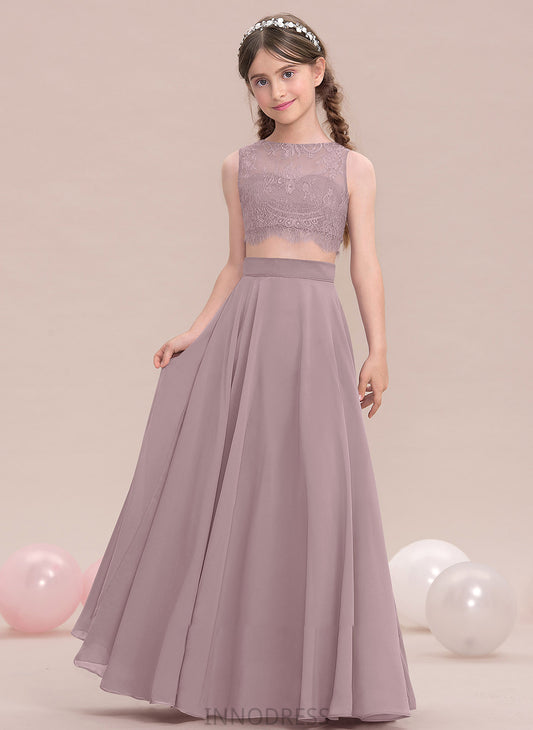 Floor-Length Scoop Neck Clarissa Junior Bridesmaid Dresses Chiffon A-Line