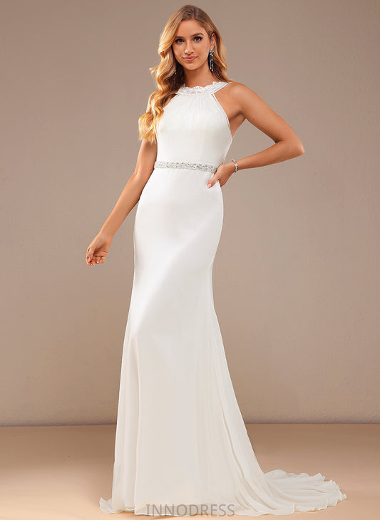 Train Court Chiffon With Lace Wedding Trumpet/Mermaid Beading High Diana Dress Neck Wedding Dresses