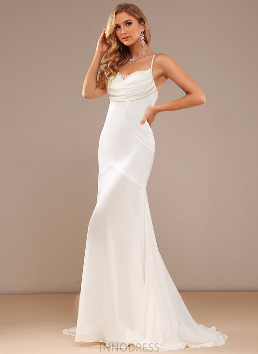 Train Chiffon Dress Trumpet/Mermaid V-neck Wedding Dresses Presley Lace Sweep Wedding