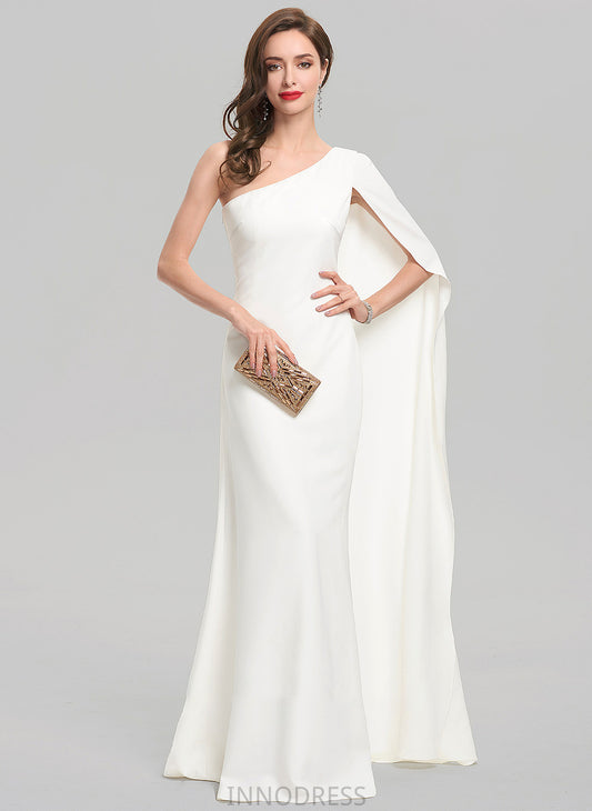 Wedding Dresses Crepe Dress One-Shoulder Floor-Length Marin Stretch Sheath/Column Wedding