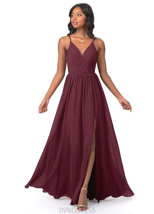 Talia Floor Length Natural Waist Sleeveless V-Neck Bridesmaid Dresses