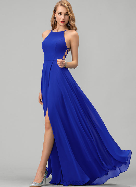 Floor-Length Fabric A-Line Scoop Silhouette Straps&Sleeves Length Neckline Alena V-Neck Sleeveless Empire Waist Bridesmaid Dresses