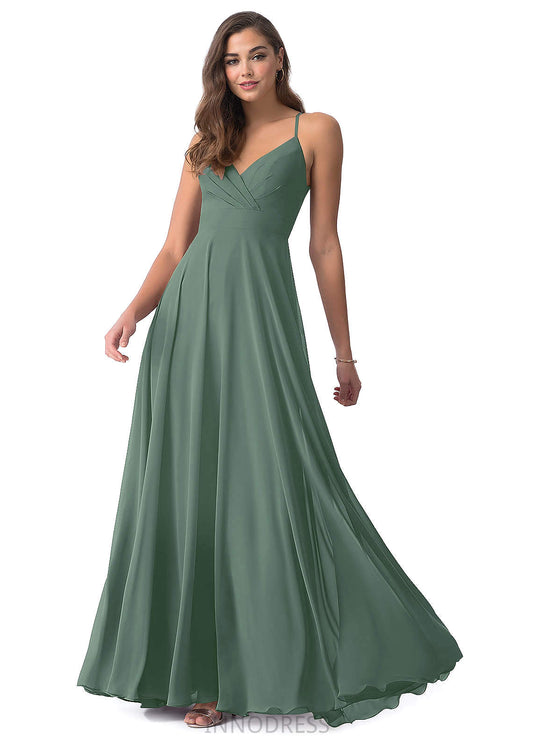 Rylie V-Neck Floor Length Sleeveless A-Line/Princess Natural Waist Bridesmaid Dresses