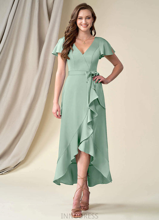 Arielle A-Line/Princess Spaghetti Staps Sleeveless Floor Length Natural Waist Bridesmaid Dresses