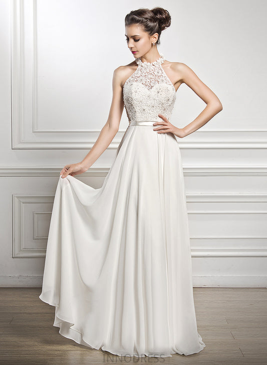 Wedding With Scoop Lace A-Line Floor-Length Neck Dress Chiffon Sequins Wedding Dresses Beading Camila