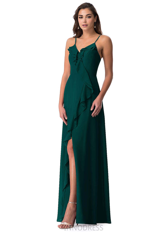 Madelyn Natural Waist Satin Sheath/Column Floor Length Sleeveless Straps Bridesmaid Dresses