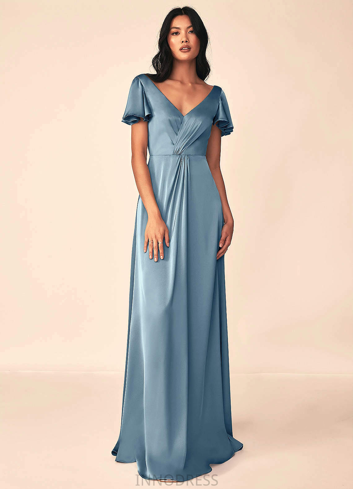 Camila A-Line/Princess Natural Waist Spaghetti Staps Floor Length Sleeveless Bridesmaid Dresses