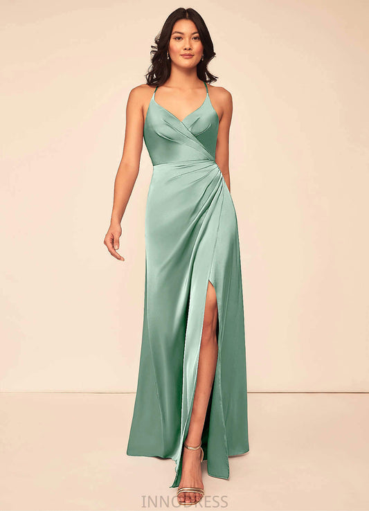 Annabella V-Neck Sleeveless A-Line/Princess Floor Length Natural Waist Bridesmaid Dresses