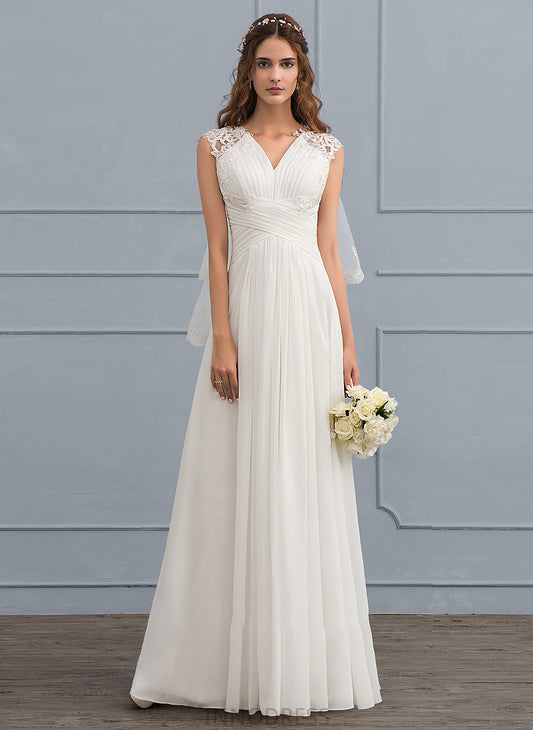 With Ruffle Dress Wedding Dresses Floor-Length Sweetheart Chiffon Wedding A-Line Melina