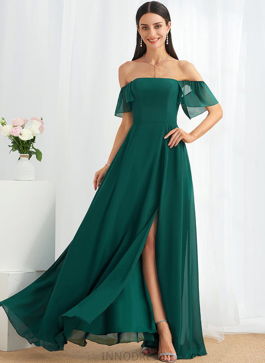 Fabric Neckline Silhouette Length Off-the-Shoulder SplitFront Embellishment Floor-Length A-Line Novia Sleeveless Scoop Bridesmaid Dresses