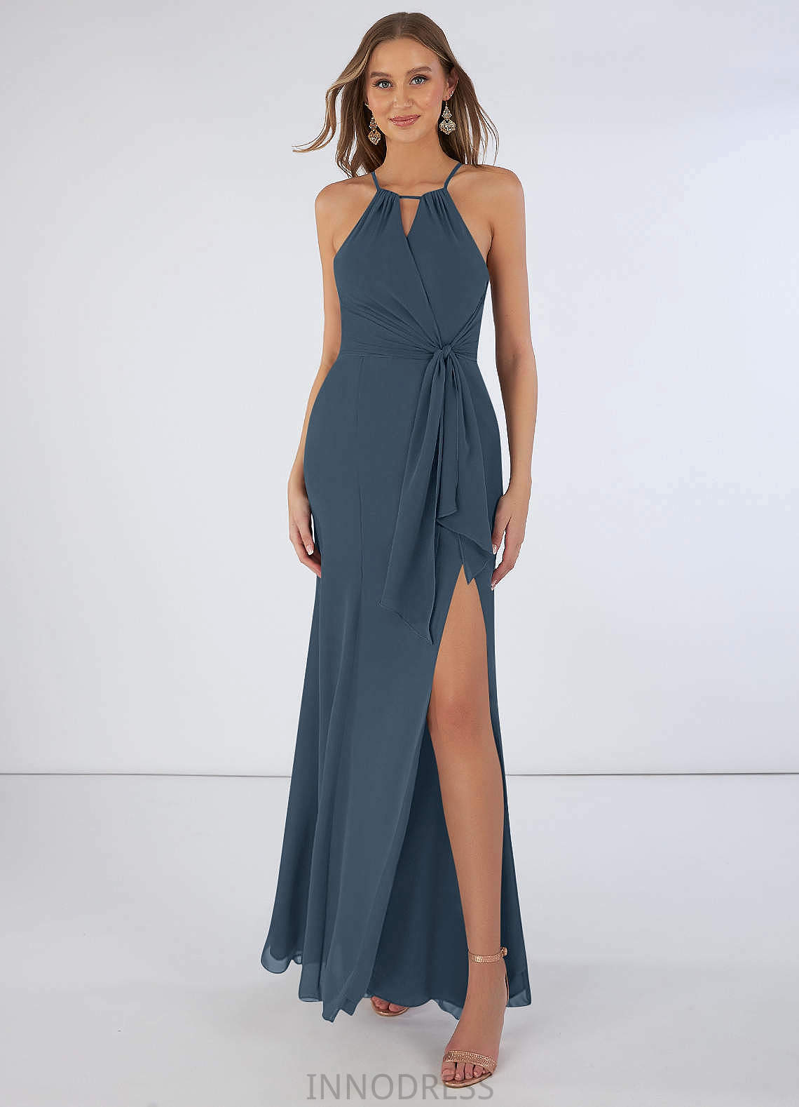 Margery Natural Waist A-Line/Princess Spaghetti Staps Sleeveless Floor Length Bridesmaid Dresses