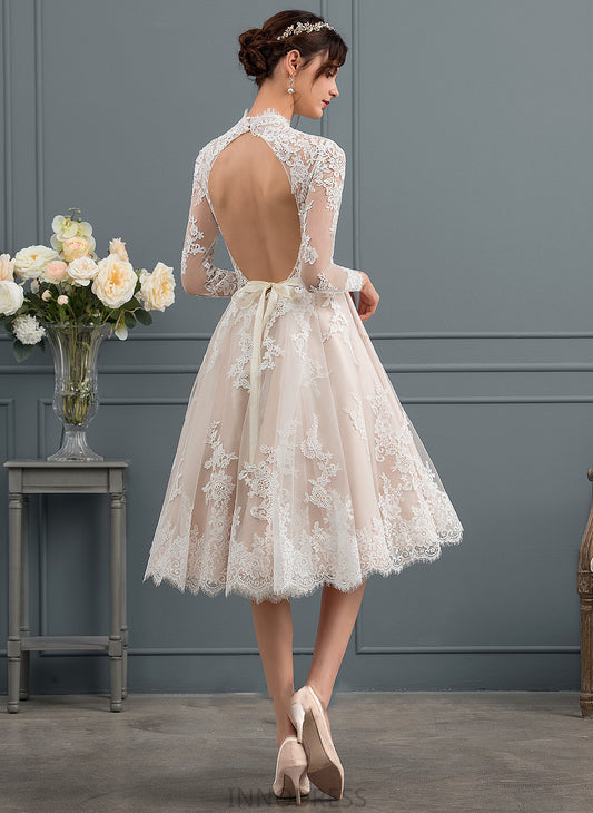 Knee-Length Illusion Wedding Dress Lace Sandra Wedding Dresses A-Line