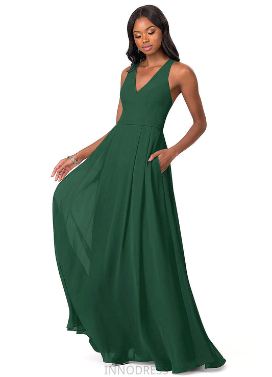 Hadley Floor Length V-Neck Sleeveless Natural Waist A-Line/Princess Bridesmaid Dresses